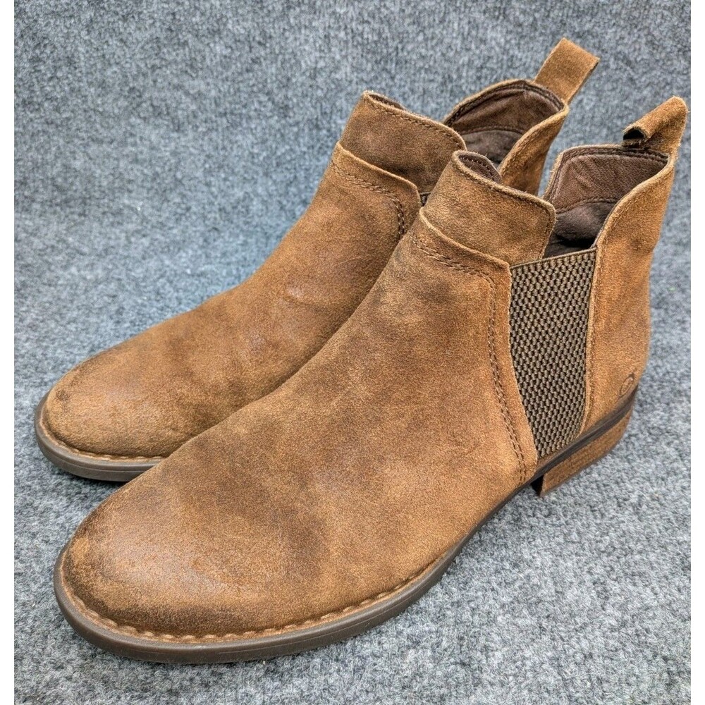 Born Women's 9M Brown Suede Chelsea Ankle Boots Elastic Side Comfort Casual
